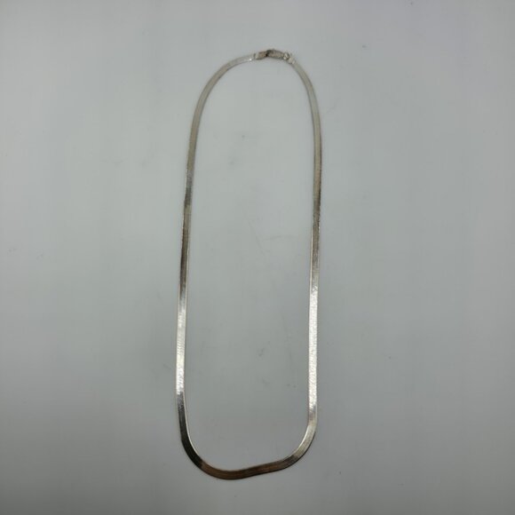 Italy 925 Sterling Silver Herringbone Chain 17” 3mm Lobster Clasp Necklace - Picture 1 of 11